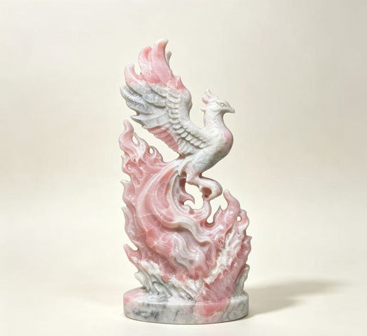 Natural Crystal Phoenix Carving Statue, Hand Carved Stone Phoenix Sculpture Home Decor Healing Crystal Ornament Gift
