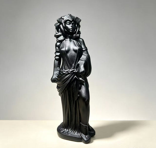 Hand Carved Natural Black Obsidian Medusa Statue Greek Mythology Sculpture Gothic Home Altar Decor Figurine