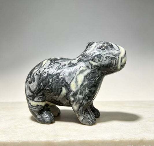 Hand Carved Natural Crystal Capybara Figurine Gemstone Animal Statue Healing Crystal Desk Home Decor Ornament